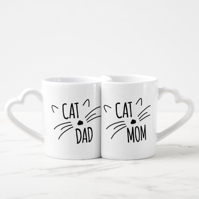 Cat Dad & Cat Mom Mug Set (Front Nesting)