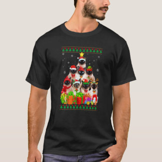 Cat Dad Cat Mom Siamese Cat Christmas Tree Ugly Xm T-Shirt