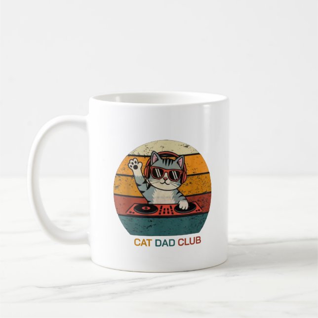 CAT DAD CLUB / Funny Retro misician Coffee Mug (Left)
