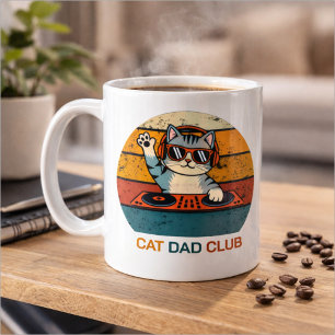 CAT DAD CLUB / Funny Retro misician Coffee Mug