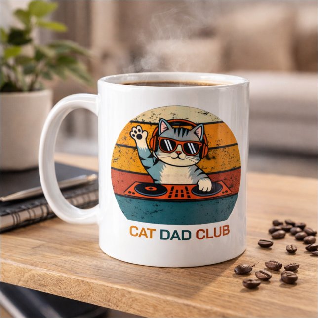 CAT DAD CLUB / Funny Retro misician Coffee Mug (Creator Uploaded)