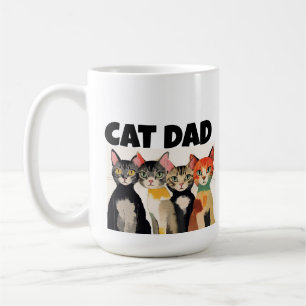 CAT DAD COLORFUL CATS ART COFFEE MUG
