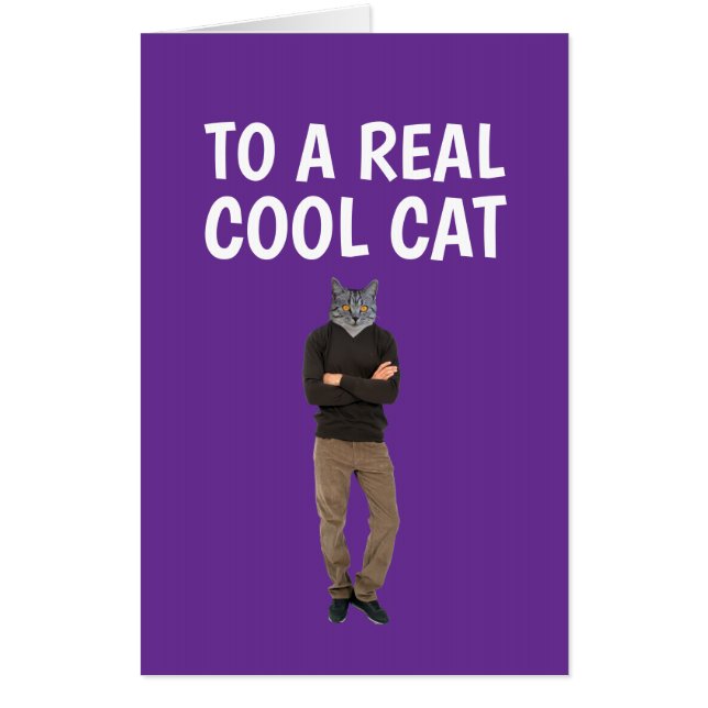 CAT DAD COOL giant BIRTHDAY GREETING Card (Front)