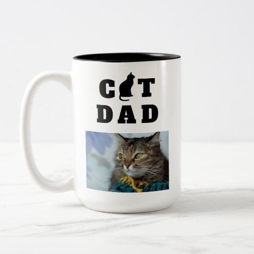 Cat Dad Cute Silhouette Photo Two_Tone Coffee Mug