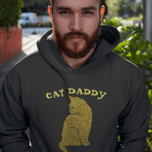 CAT DAD DADDY GOLD GLITTER BLACK T_SHIRTS HOODIE