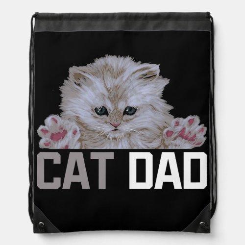 Cat Dad Daddy Kitten Kitty Owners Fur Parent Cat Drawstring Bag