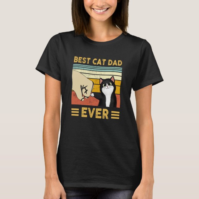 Cat Dad Father's Day 2023 Cat Daddy Retro Best Cat T-Shirt (Front)