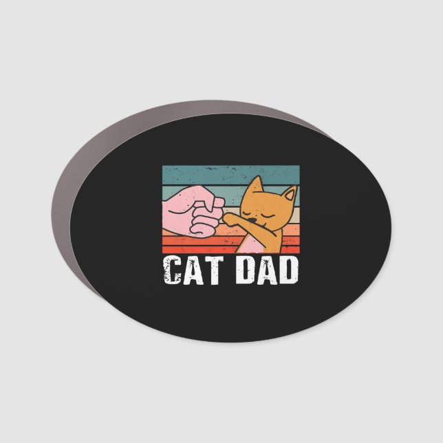 Cat dad | fathers day gift | Cat Retro Present Car Magnet (Front)