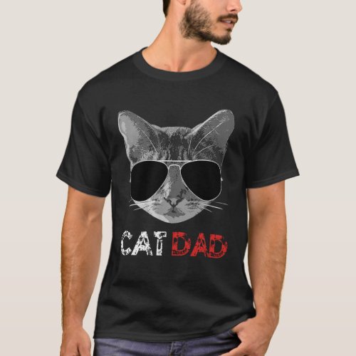 Cat Dad Fathers Day Gift for Cat Lovers T_Shirt