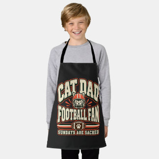 Cat Dad Football Fan Retro Orange Cream Graphic Apron