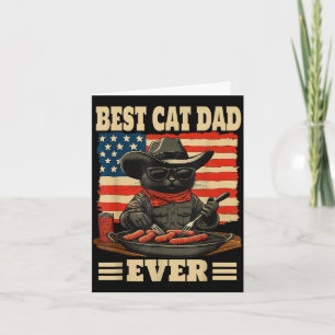 Cat dad funny gift vintage patriotic cowboy cat card