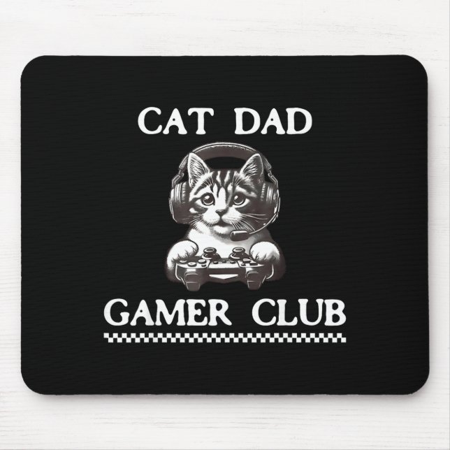 Cat Dad Gamer Club Funny Cat Lover Gaming Game Fat Mouse Pad (Front)