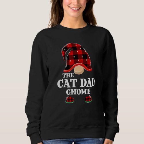 Cat Dad Gnome Buffalo Plaid Funny Christmas Matchi Sweatshirt