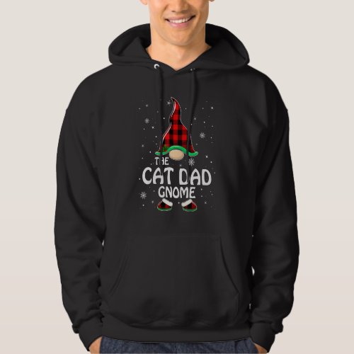 Cat Dad Gnome Buffalo Plaid Matching Family Christ Hoodie