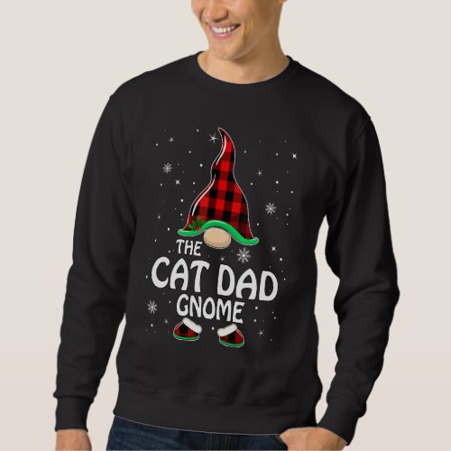 Cat Dad Gnome Buffalo Plaid Matching Family Christ Sweatshirt