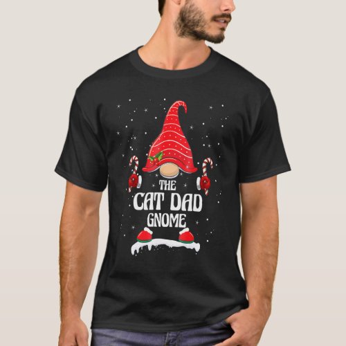 Cat Dad Gnome Buffalo Plaid Matching Family Christ T-Shirt