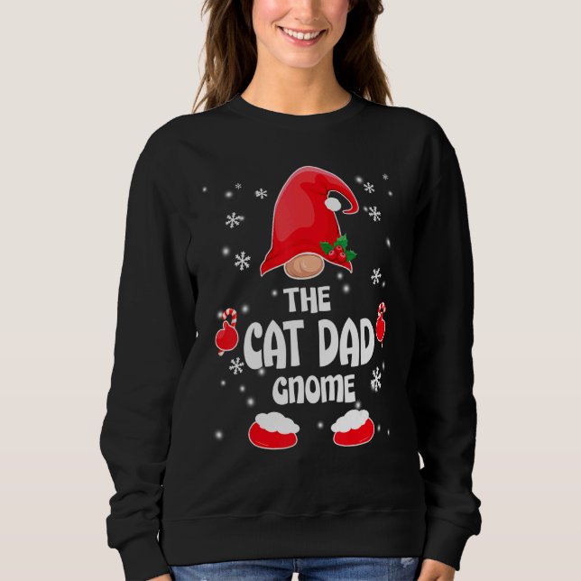 Cat Dad Gnome Family Matching Christmas Pajama Sweatshirt (Front)