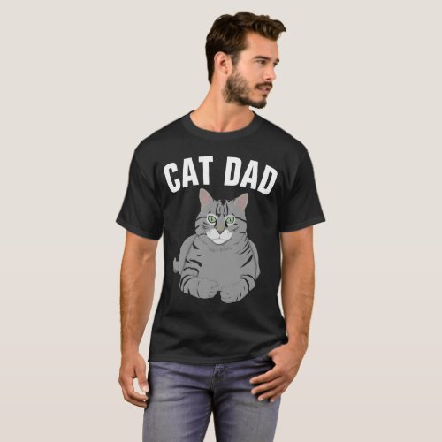 CAT DAD Gray Cat Mens T_shirts