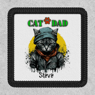 Cat Dad Grunge look. Editable name Patch