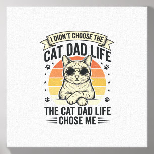 Cat Dad Life Vintage Engraving T-Shirt Design_1 Canvas Photo Tile