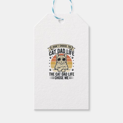 Cat Dad Life Vintage Engraving T-Shirt Design_1 Gift Tags
