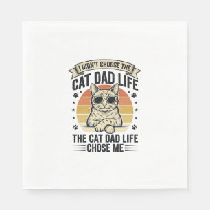 Cat Dad Life Vintage Engraving T-Shirt Design_1 Napkins