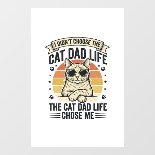 Cat Dad Life Vintage Engraving T-Shirt Design_1 Window Cling