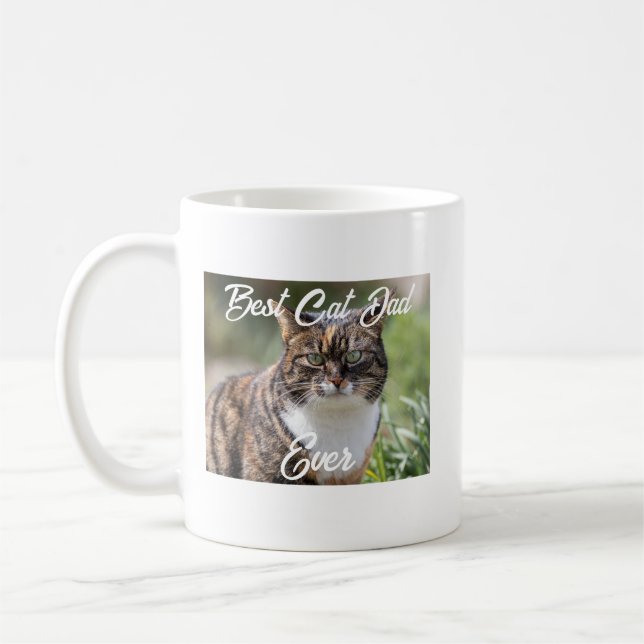 Cat Dad Mug - Custom Photo & Name Best Dad Gift (Left)