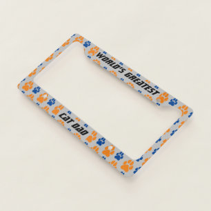 Cat Dad Paw Print Customize Colors License Plate Frame
