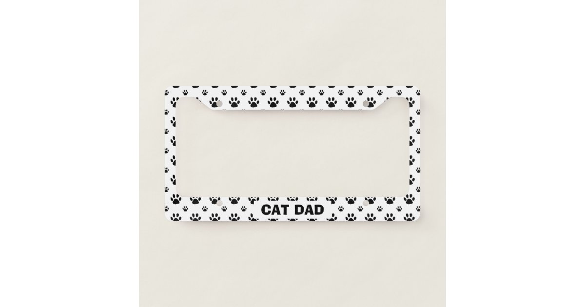 Cat Dad Paw Print License Plate Frame Zazzle Com