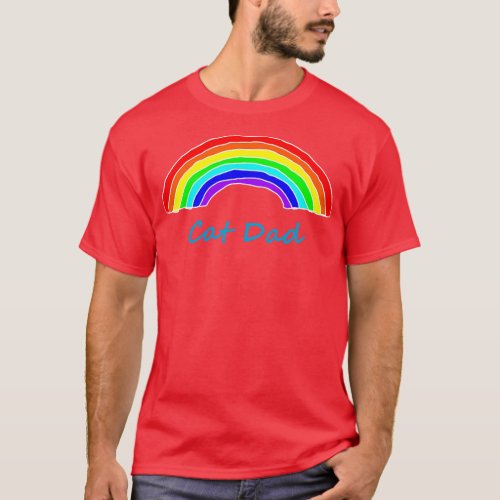 Cat Dad Rainbow for Fathers Day T_Shirt