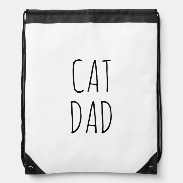"Cat Dad" Simple Modern Farmhouse Drawstring Bag (Front)