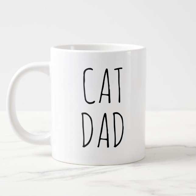 "Cat Dad" Simple Modern Farmhouse Giant Coffee Mug (Left)