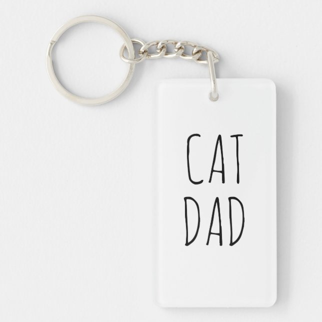 "Cat Dad" Simple Modern Farmhouse Keychain (Front)