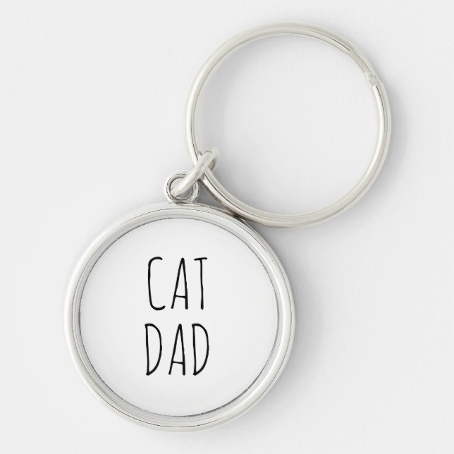 "Cat Dad" Simple Modern Farmhouse Keychain (Front)