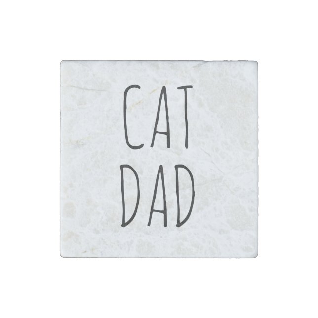 "Cat Dad" Simple Modern Farmhouse Stone Magnet (Front)
