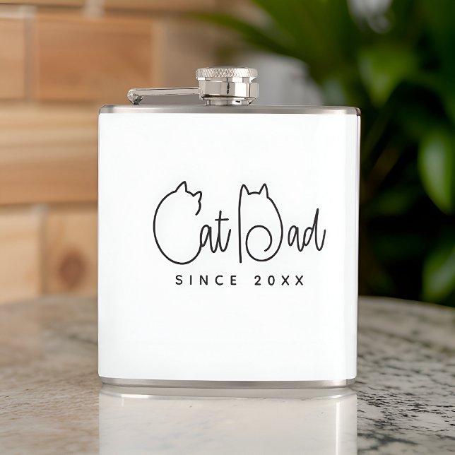 Cat Dad Since 20XX Modern Simple Playful Fun Flask (Creator Uploaded)