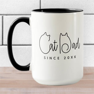 Cat Dad Since 20XX Modern Simple Playful Fun Mug