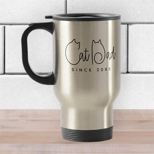 Cat Dad Since 20XX Modern Simple Playful Fun Travel Mug