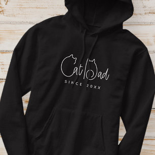 Cat Dad Since 20XX Modern Simple Typography Hoodie