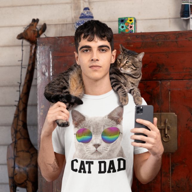 CAT DAD T-shirts, Gray cat with  Sunglasses T-Shirt (Creator Uploaded)