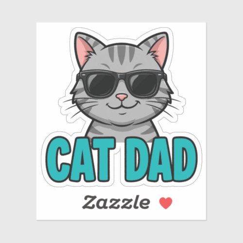 Cat Dad Tabby Cat Sunglasses Sticker