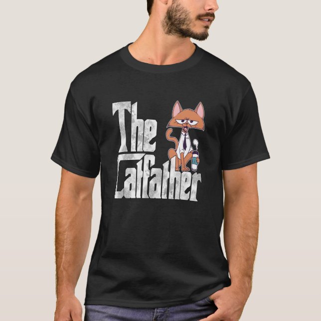 Cat Dad The Catfather Crazy Coffee Cat Father Kitt T-Shirt (Front)