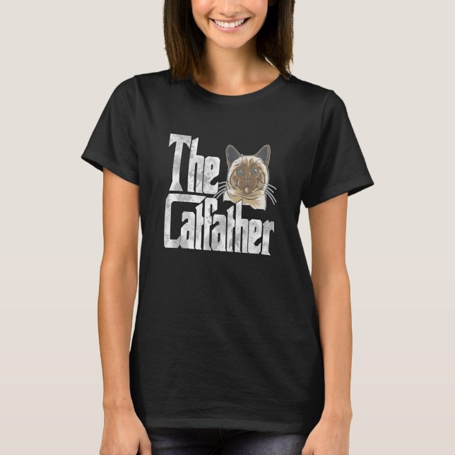 Cat Dad The Catfather Cute Siamese Cat Father Kitt T-Shirt (Front)