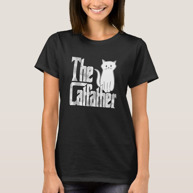 Cat Dad The Catfather Cute White Cat Father Kitty  T-Shirt (Front)