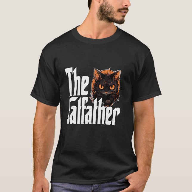 Cat Dad The Catfather Evil Black Cat Father Kitty  T-Shirt (Front)