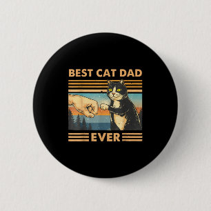 Cat dad vintage cat fist bump funny cat lover men button