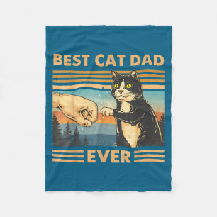 Cat dad vintage cat fist bump funny cat lover men fleece blanket