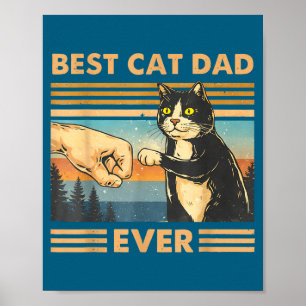 Cat dad vintage cat fist bump funny cat lover men poster