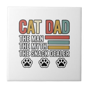 Cat Dad Vintage Funny Snack Dealer Shirt Design_1 Ceramic Tile